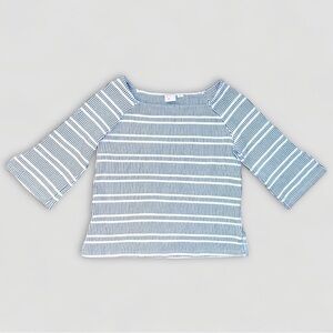 Anthropologie Striped Knit Top Small – Blue & White 3/4 Sleeve Boatneck